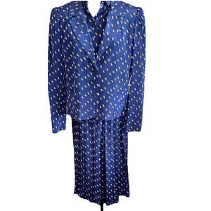 Vintage 80s David Hayes 3 pc. Silk Skirt Power Suit Set sz 10
